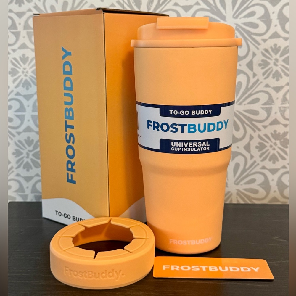 NIB FrostBuddy To-Go Universal Cup Insulator & Tumbler in Peachy Palm 🌴